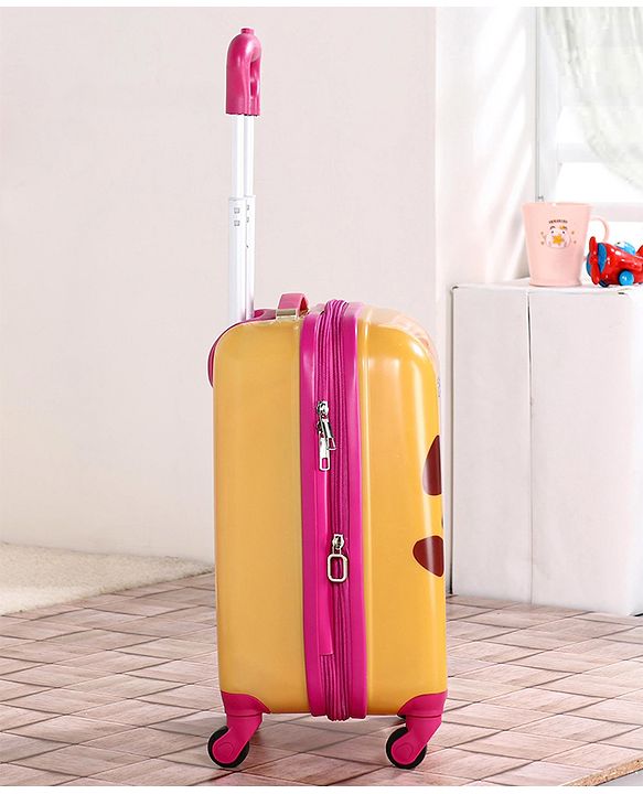 Babyhug Kid's Expandable Trolley Bag Giraffe Print Yellow - 18 Inches| Shock Resistant| Telescopic Handle| Water Resistant| Easy Zipper Closure| Durable Wheels