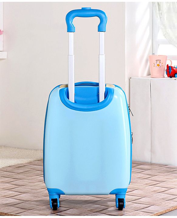 Babyhug Kid's Expandable Trolley Bag Cartoon Print Blue - 18 Inches| Shock Resistant| Telescopic Handle| Water Resistant| Easy Zipper Closure| Durable Wheels