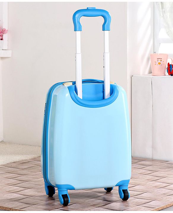 Babyhug Kid's Expandable Trolley Bag Cartoon Print Blue - 18 Inches| Shock Resistant| Telescopic Handle| Water Resistant| Easy Zipper Closure| Durable Wheels