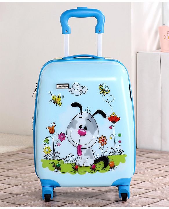 Babyhug Kid's Expandable Trolley Bag Cartoon Print Blue 18