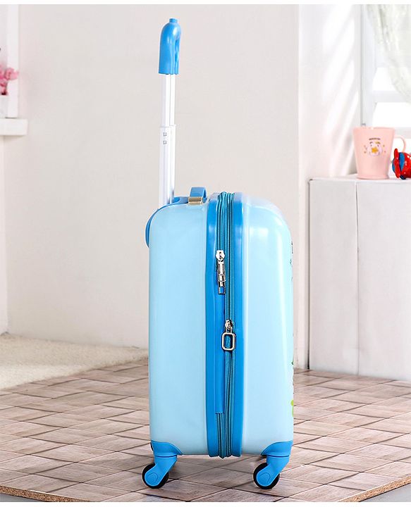 Babyhug Kid's Expandable Trolley Bag Cartoon Print Blue - 18 Inches| Shock Resistant| Telescopic Handle| Water Resistant| Easy Zipper Closure| Durable Wheels