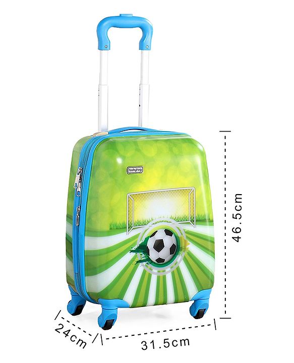 Babyhug Kid's Expandable Trolley Bag Ball Print Green - 18 Inches| Shock Resistant| Telescopic Handle| Water Resistant| Easy Zipper Closure| Durable Wheels