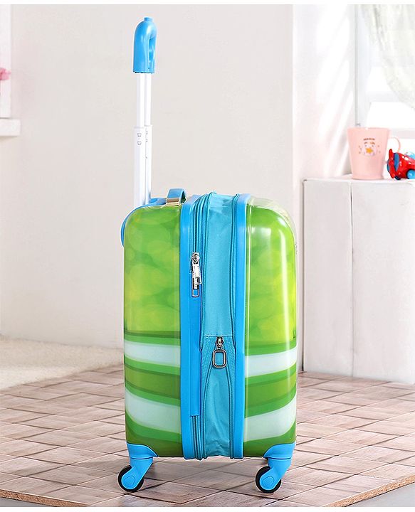 Babyhug Kid's Expandable Trolley Bag Ball Print Green - 18 Inches| Shock Resistant| Telescopic Handle| Water Resistant| Easy Zipper Closure| Durable Wheels