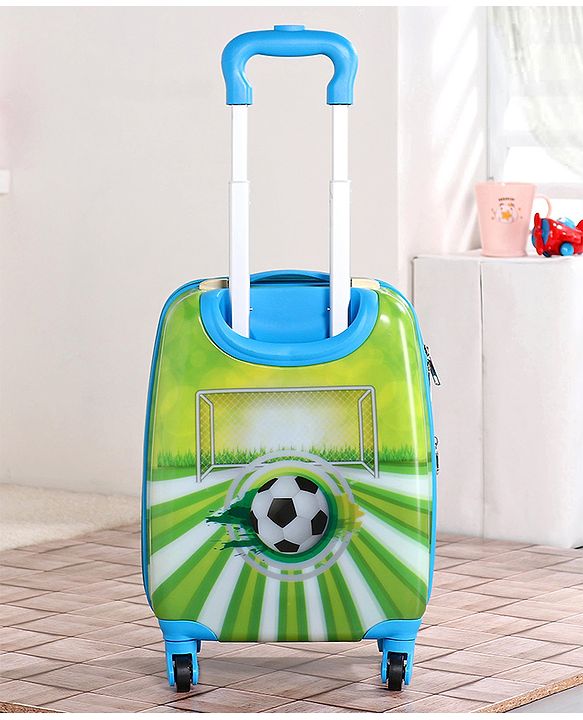 Babyhug Kid's Expandable Trolley Bag Ball Print Green - 18 Inches| Shock Resistant| Telescopic Handle| Water Resistant| Easy Zipper Closure| Durable Wheels