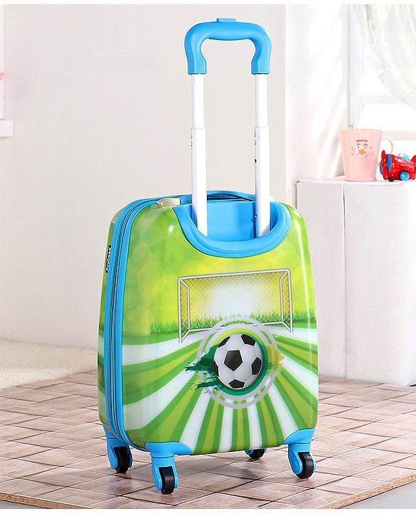 Babyhug Kid's Expandable Trolley Bag Ball Print Green - 18 Inches| Shock Resistant| Telescopic Handle| Water Resistant| Easy Zipper Closure| Durable Wheels