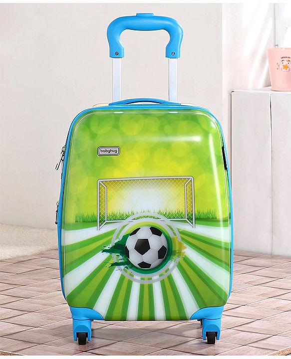 Babyhug Kid's Expandable Trolley Bag Ball Print Green - 18 Inches| Shock Resistant| Telescopic Handle| Water Resistant| Easy Zipper Closure| Durable Wheels