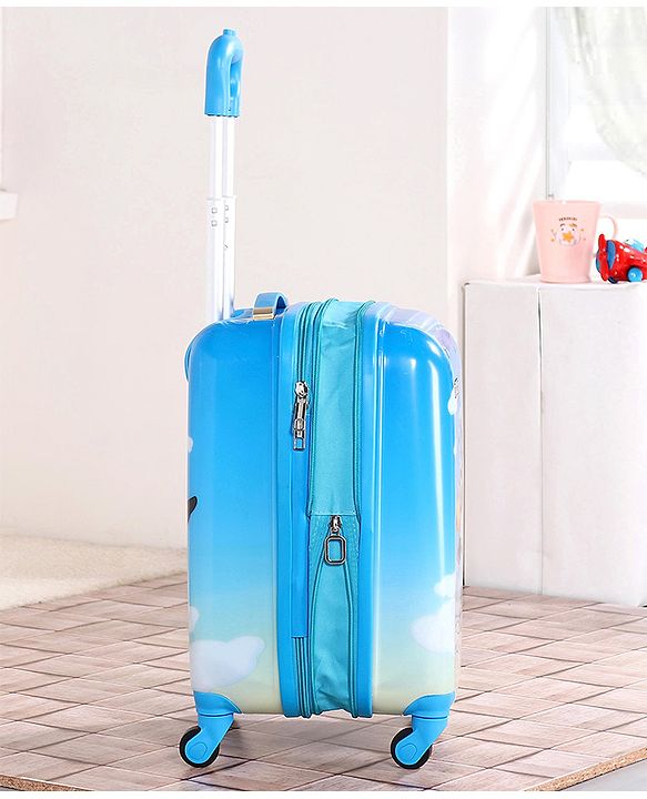 Babyhug Kid's Expandable Trolley Bag Aeroplane Print Blue - 18 Inches| Shock Resistant| Telescopic Handle| Water Resistant| Easy Zipper Closure| Durable Wheels
