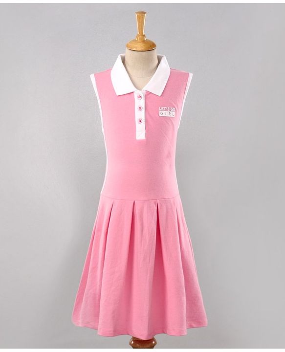 Pine Kids Moisture Wicking & Quick Dry Sleeveless Sports Wear Frock - Pink