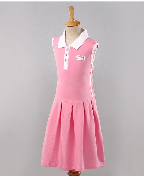 Pine Kids Moisture Wicking & Quick Dry Sleeveless Sports Wear Frock - Pink