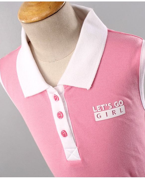 Pine Kids Moisture Wicking & Quick Dry Sleeveless Sports Wear Frock - Pink