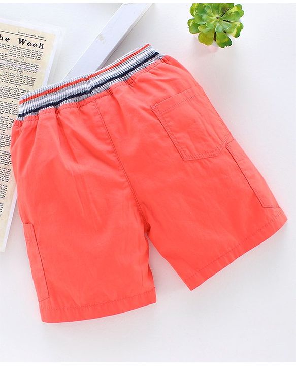 Babyhug Shorts With Drawstring Text Print - Orange