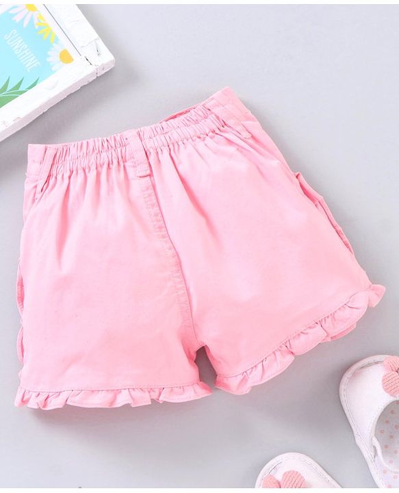 Babyhug Mid thigh Length Cotton Twill Lycra Woven Shorts Strawberry Patch - Pink