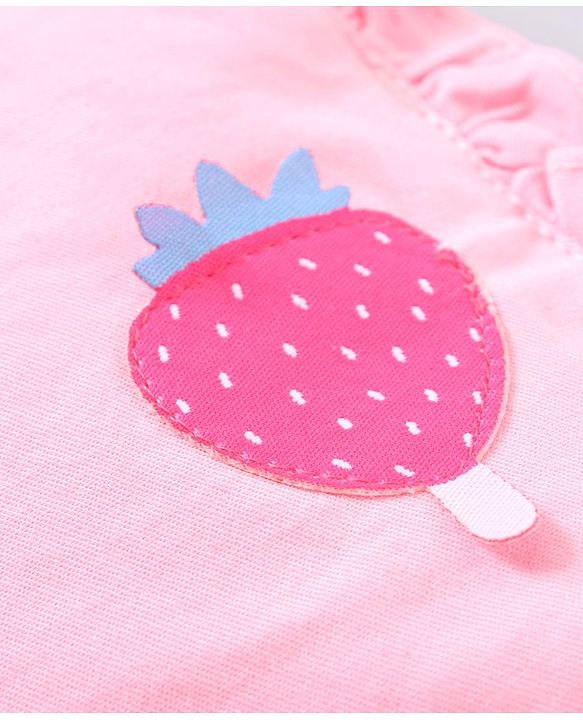Babyhug Mid thigh Length Cotton Twill Lycra Woven Shorts Strawberry Patch - Pink