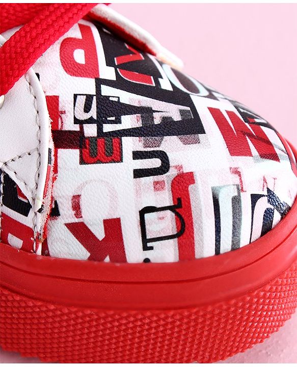 Pine Kids Casual Shoes Text Print - Red