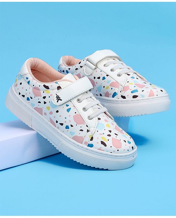 Pine Kids Printed Casual Shoes - White