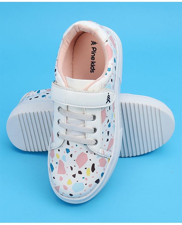 Pine Kids Printed Casual Shoes - White