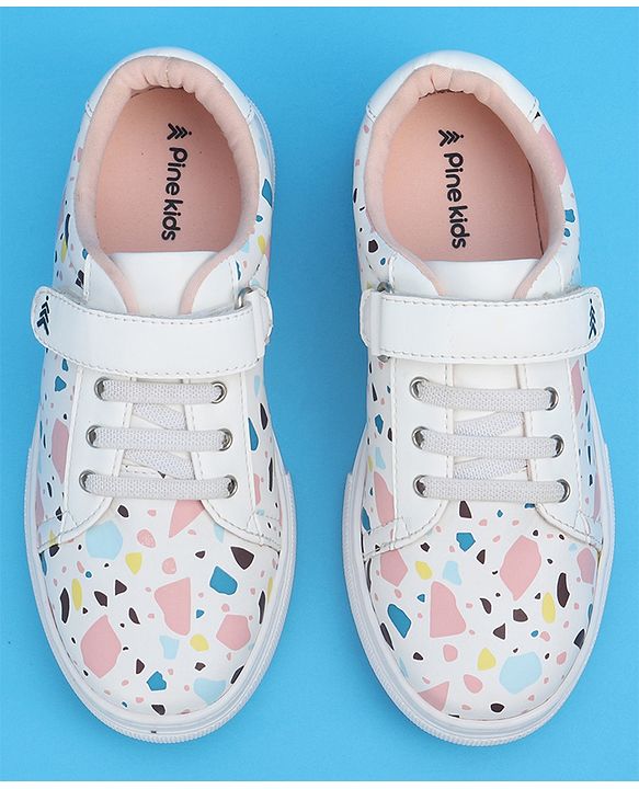 Pine Kids Printed Casual Shoes - White