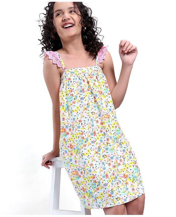 Pine Kids Sleeveless Premium Cotton Frock - Multicolor