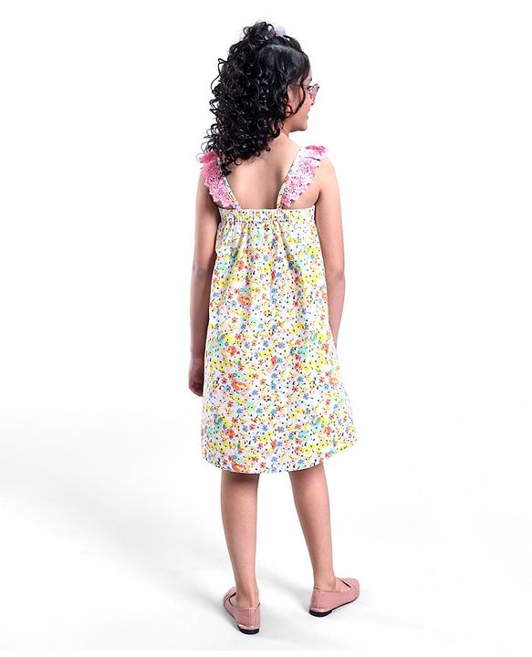 Pine Kids Sleeveless Premium Cotton Frock - Multicolor