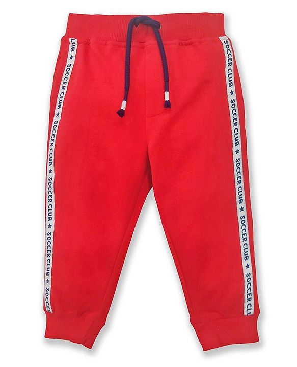 Babyhug Full Length Lounge Pant Soccer Print - Red