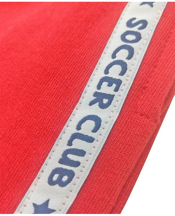 Babyhug Full Length Lounge Pant Soccer Print - Red