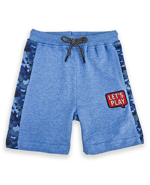 Babyhug Shorts With Drawstring Let's Play Print - Blue