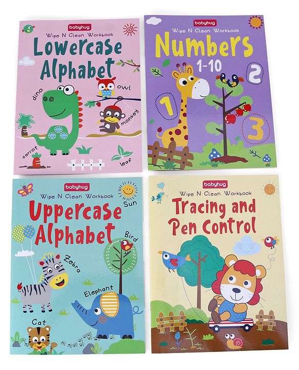 Babyhug Strokes and Curves Wipe N Clean Workbook Set of 4 - English