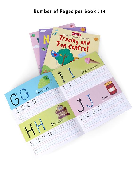 Babyhug Strokes and Curves Wipe N Clean Workbook Set of 4 - English