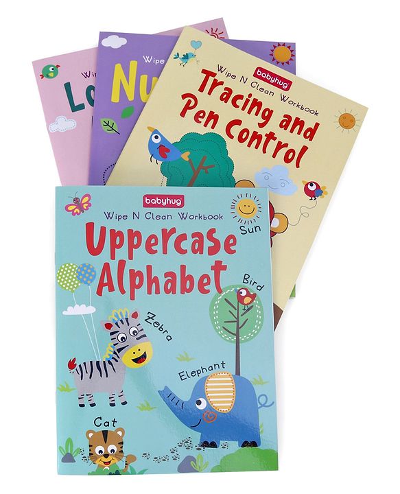 Babyhug Strokes and Curves Wipe N Clean Workbook Set of 4 - English