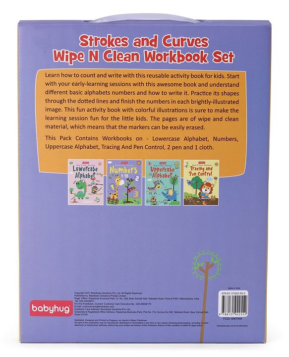 Babyhug Strokes and Curves Wipe N Clean Workbook Set of 4 - English