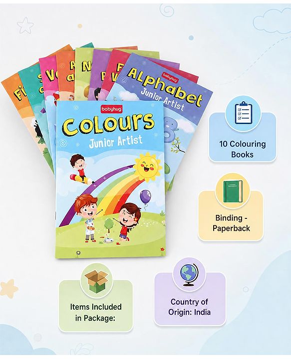 Babyhug First Step to Big Learning Junior Artist Colouring Books Pack of 10 - English