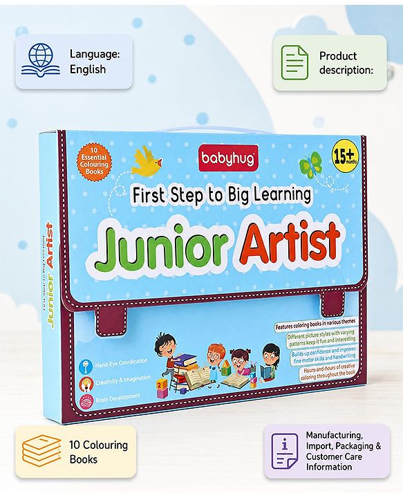 Babyhug First Step to Big Learning Junior Artist Colouring Books Pack of 10 - English