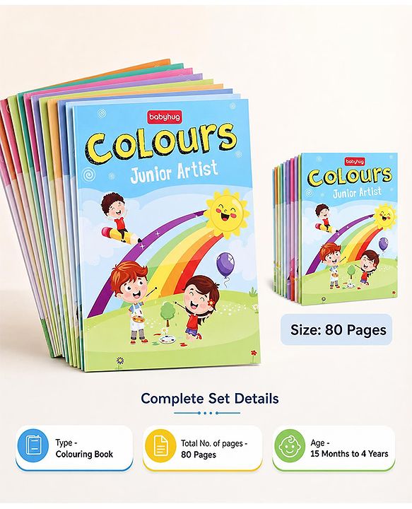 Babyhug First Step to Big Learning Junior Artist Colouring Books Pack of 10 - English
