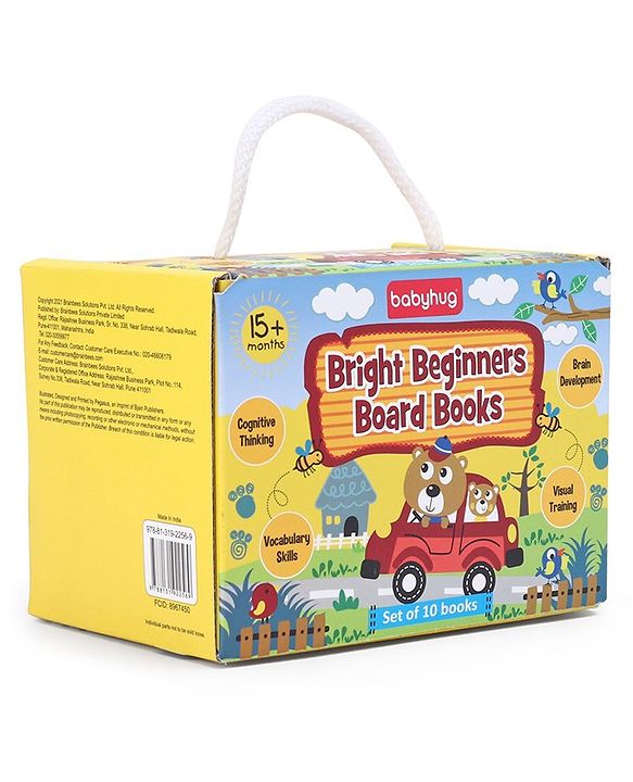 Babyhug Bright Beginners Board Books- Set of 10| Back to Back 22 Pages| Basic Concepts|Early Learning Pocket-Sized Pre-School book|Premium & Handy|Ideal for Gifting