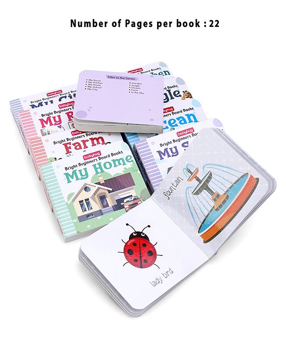 Babyhug Bright Beginners Board Books- Set of 10| Back to Back 22 Pages| Basic Concepts|Early Learning Pocket-Sized Pre-School book|Premium & Handy|Ideal for Gifting