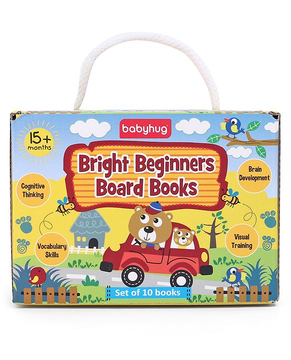 Babyhug Bright Beginners Board Books- Set of 10| Back to Back 22 Pages| Basic Concepts|Early Learning Pocket-Sized Pre-School book|Premium & Handy|Ideal for Gifting