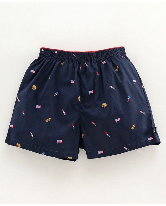 Pine Kids Knee Length Checked Boxers  with Peach Wash Finish - Multicolor
