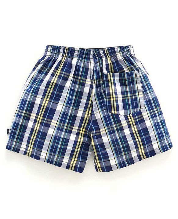 Pine Kids Knee Length Checked Boxers  with Peach Wash Finish - Multicolor