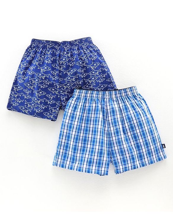 Pine Kids Peach Wash Finish  Briefs & Boxers Shark Print Set of 2 - Multicolour