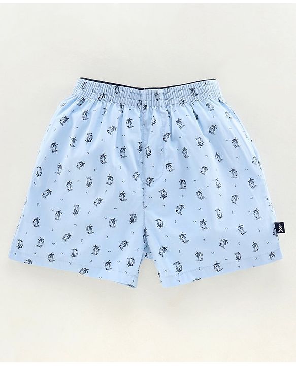 Pine Kids Peach Wash Finish  Briefs & Boxers Beach Print Set of 2 - Multicolour