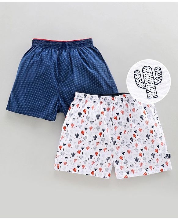 Pine Kids Cotton Boxers with Peach Wash Finish Pack of 2 - Blue