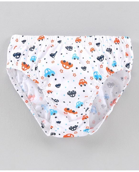 Babyhug 100% Cotton Brief Car Print Pack of 3 - Orange