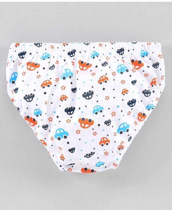 Babyhug 100% Cotton Brief Car Print Pack of 3 - Orange