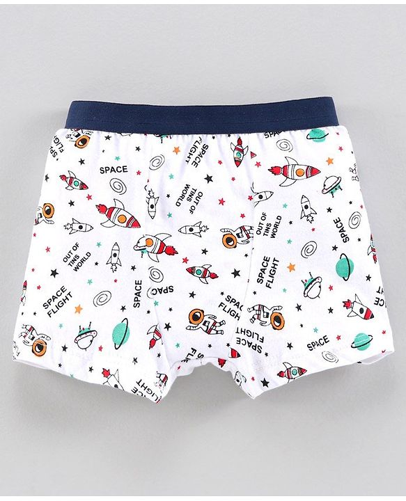 Babyhug 100% Cotton Briefs Space Print Pack of 3 - Navy Blue