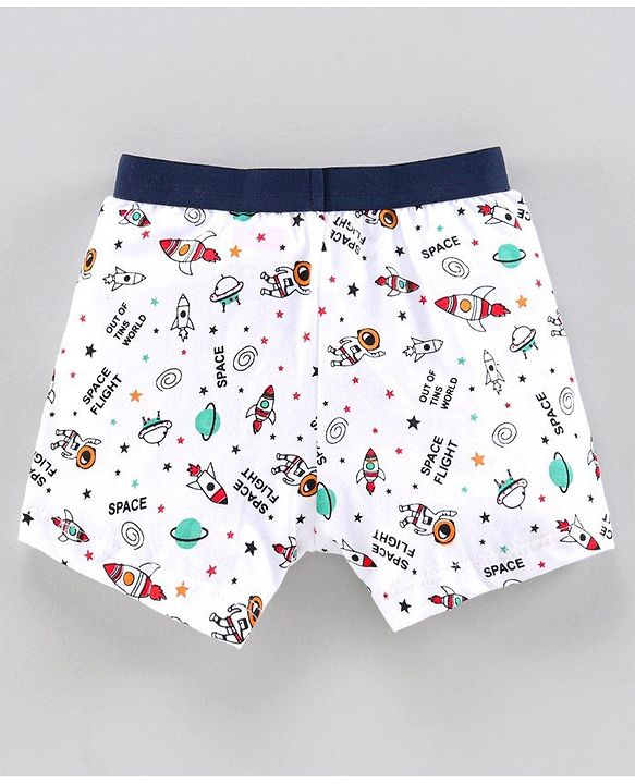 Babyhug 100% Cotton Briefs Space Print Pack of 3 - Navy Blue