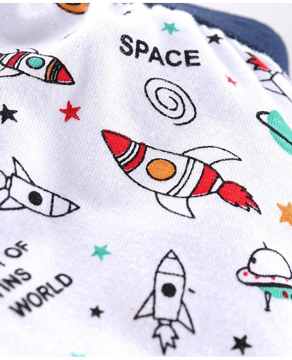 Babyhug 100% Cotton Briefs Space Print Pack of 3 - Navy Blue
