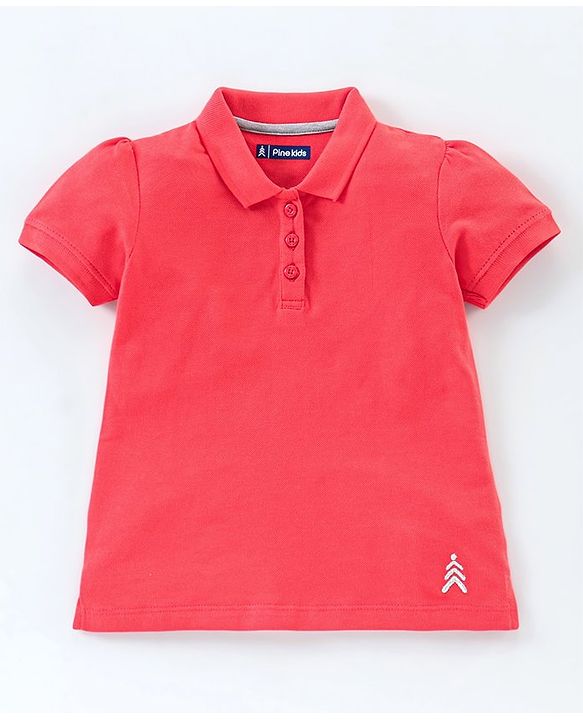Pine Kids Half Sleeves Biowash Tee Solid Color - Red