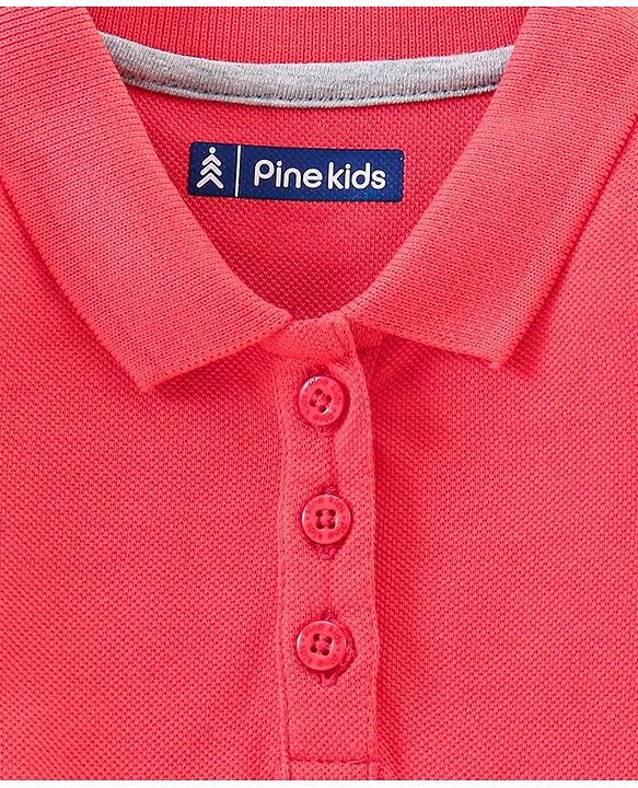 Pine Kids Half Sleeves Biowash Tee Solid Color - Red