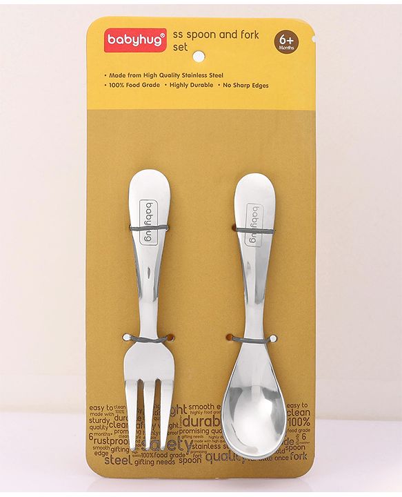 Babyhug Stainless Steel Spoon & Fork Set of 4 - Silver