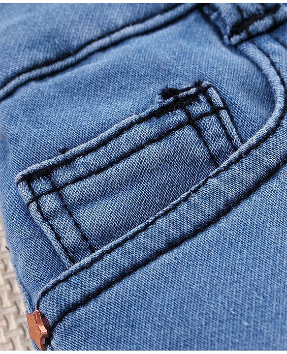 Babyhug Washed Mid Thigh Denim Skirt - Medium Blue